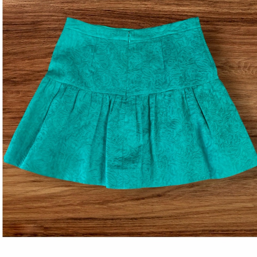 J. CREW Womens Drop Waist Matelasse Jacquard Skirt, Sz 6, Green Floral Texture